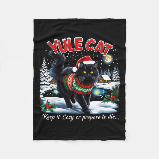 Yule Cat Keep It Cozy Funny Christmas Quote  Fleece Deken (Voorkant)