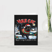 Yule Cat Keep It Cozy Funny Christmas Quote Kaart (Voorkant)