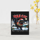 Yule Cat Keep It Cozy Funny Christmas Quote  Kaart (Gele Bloem)