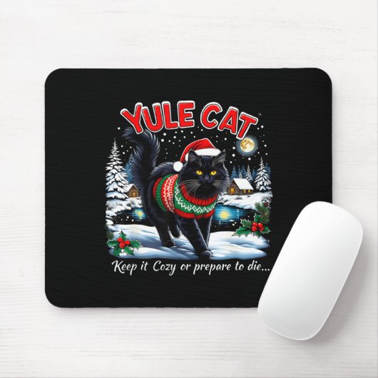 Yule Cat Keep It Cozy Funny Christmas Quote  Muismat (Met muis)