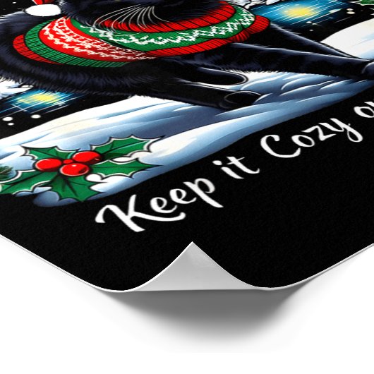 Yule Cat Keep It Cozy Funny Christmas Quote  Poster (Hoek)