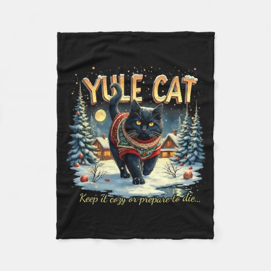 Yule Cat Keep It Cozy Funny Winter Quote Fleece Deken (Voorkant)