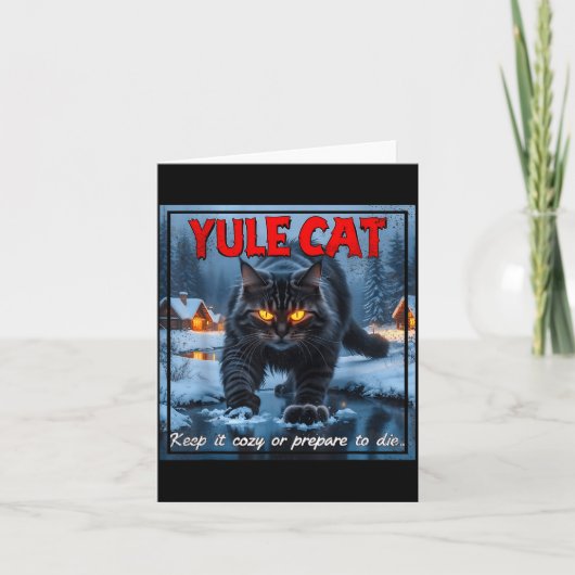 Yule Cat Keep It Cozy Funny Winter Quote  Kaart (Voorkant)