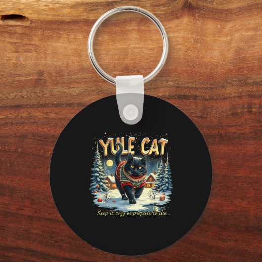 Yule Cat Keep It Cozy Funny Winter Quote  Sleutelhanger (Voorkant)