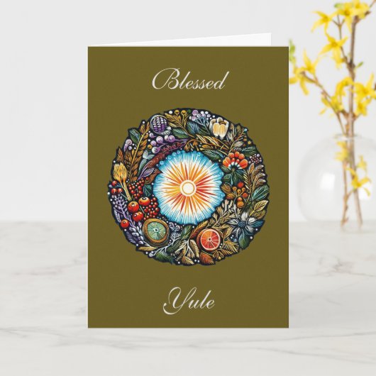 Yule Celebration Kaart (Gele Bloem)