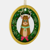 Yule Deer Round Personalized Ornament (Rechts)