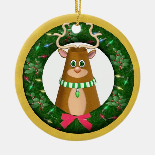 Yule Deer Round Personalized Ornament (Voorkant)