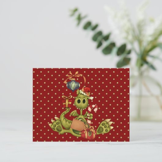Yule Dragon Briefkaart (Staand voorkant)