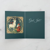 Yule Goat And Jultomten Scandinavian Christmas Kaart (Binnen)