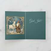 Yule Goat And Jultomten Scandinavian Julbocken Kaart (Binnen)