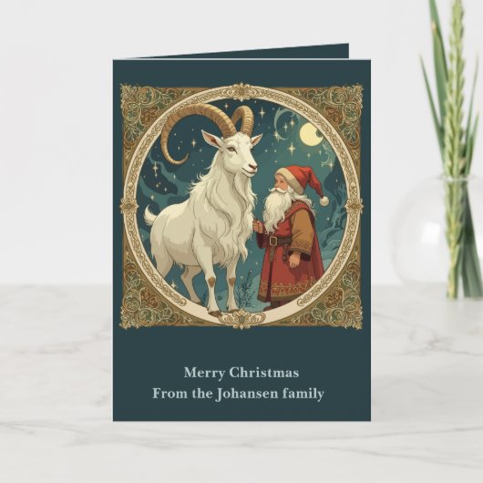 Yule Goat And Jultomten Scandinavian Mythology Kaart (Voorkant)