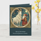 Yule Goat And Jultomten Scandinavian Mythology Kaart (Gele Bloem)
