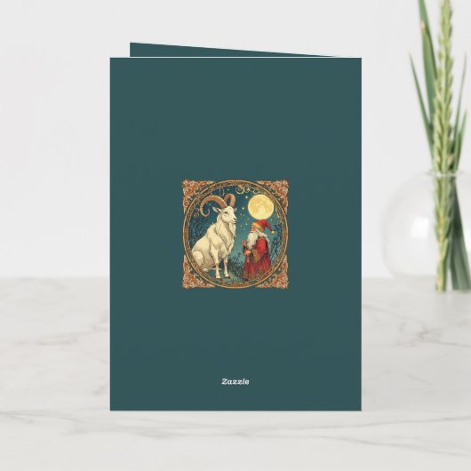 Yule Goat And Jultomten Scandinavian Winter  Kaart (Achterkant)