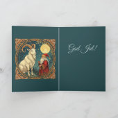 Yule Goat And Jultomten Scandinavian Winter  Kaart (Binnen)