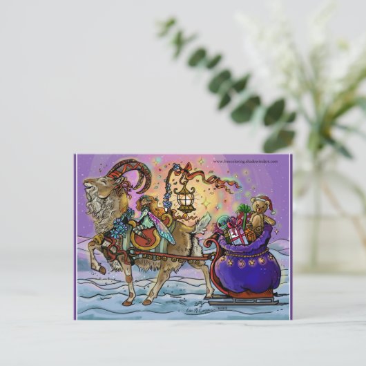 Yule Goat Holiday Magic Feestdagenkaart (Staand voorkant)