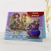 Yule Goat Holiday Magic Kaart (Gele Bloem)