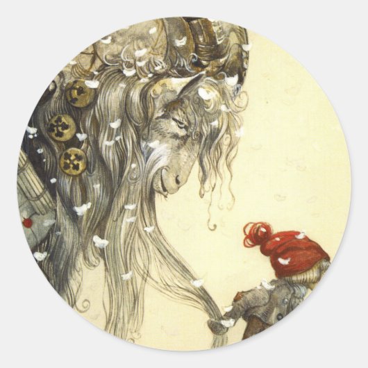 Yule Goat John Bauer Ronde Sticker (Voorkant)
