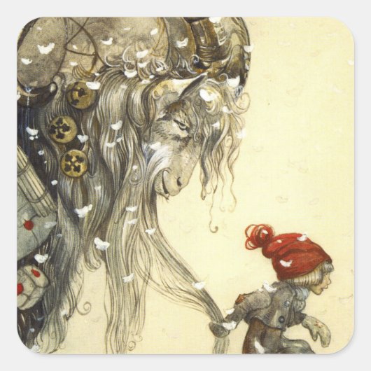 Yule Goat John Bauer Vierkante Sticker (Voorkant)