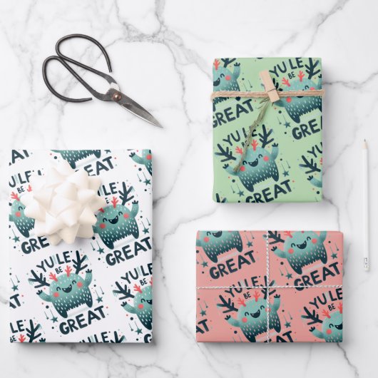 Yule Grote Leuke Kerst Verpakking Papieren Bladen Inpakpapier Vel (Voorkant)