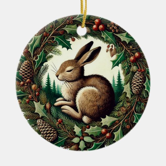 Yule Hare Keramisch Ornament (Voorkant)