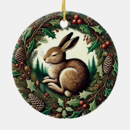 Yule Hare Keramisch Ornament (Achterkant)