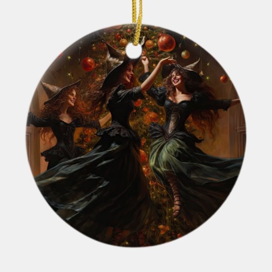 Yule Heks Kerstmis Keramisch Ornament (Voorkant)