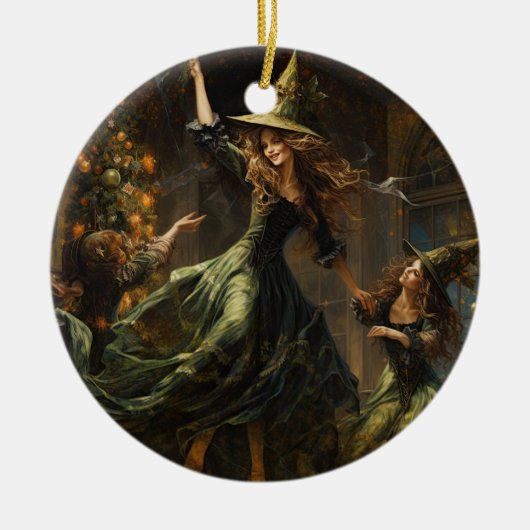 Yule Heks Kerstmis Keramisch Ornament (Voorkant)