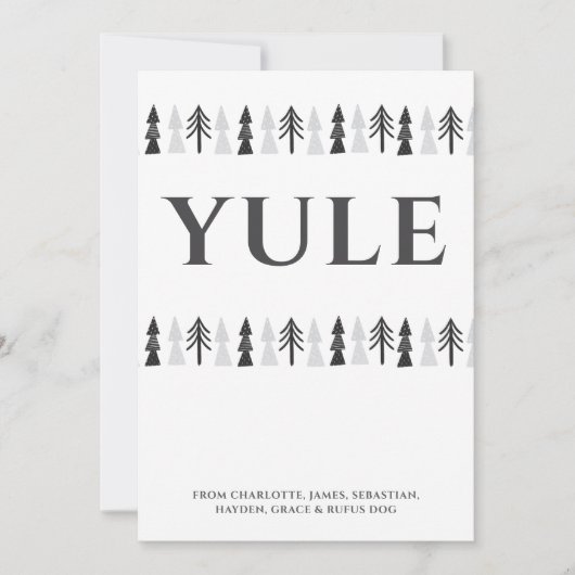 Yule kerstboom gepersonaliseerd feestdagenkaart (Voorkant)