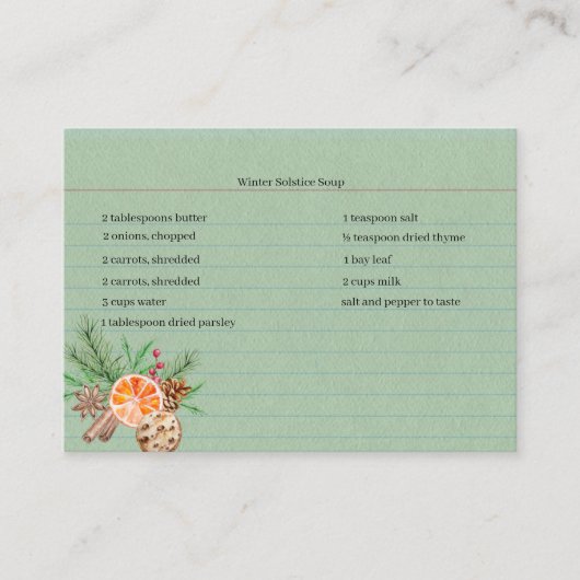Yule Keuken Witch Bulk Recept Kaarten Visitekaartje (Voorkant)