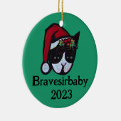 Yule Kitty Cat Keramisch Ornament (Rechts)