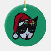 Yule Kitty Cat Keramisch Ornament (Achterkant)