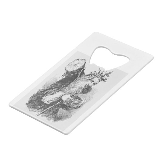 Yule Log en de kerstman Creditkaart Flessenopener (Achterkant Gekanteld)