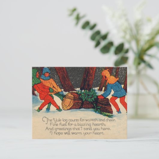 Yule Log Feestdagenkaart (Staand voorkant)