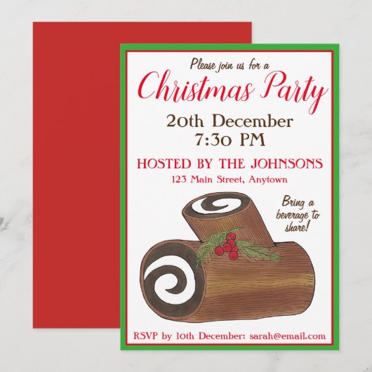 Yule Log Holiday Party (UK) Kaart (Voorkant / Achterkant)