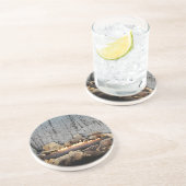 Yule Log in een Snowy Forest Zandsteen Onderzetter (Zijkant)