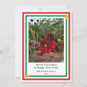 Yule Log Red Bow Candy Canes INSERT PHOTO  Feestdagenkaart (Voorkant)