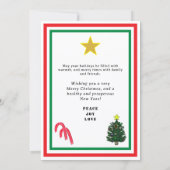 Yule Log Red Bow Candy Canes INSERT PHOTO  Feestdagenkaart (Achterkant)