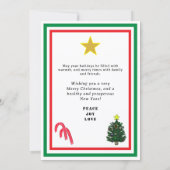 Yule Log Red Bow Green Red INSERT PHOTO  Feestdagenkaart (Achterkant)