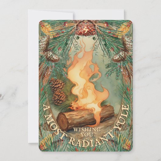 Yule Log  Stijl Winter Solstice Yule Feestdagenkaart (Voorkant)
