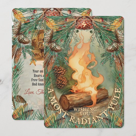 Yule Log  Stijl Winter Solstice Yule Feestdagenkaart (Voorkant / Achterkant)