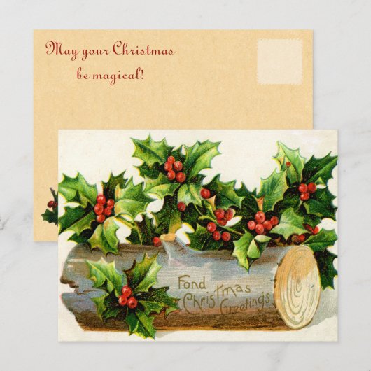  Yule Log Vakantie Feestdagenkaart (Voorkant / Achterkant)