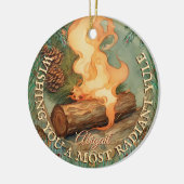 Yule Log  Winterzonnewende Tweezijdige cirkel Keramisch Ornament (Links)