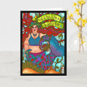 Yule Mermaid Kaart (Gele Bloem)