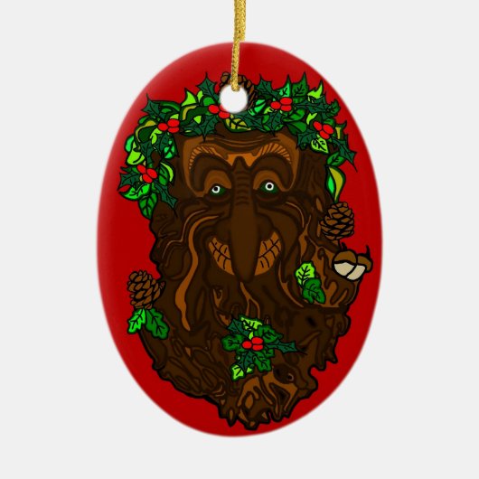 Yule Pagan GreenMan Decoration Keramisch Ornament (Voorkant)