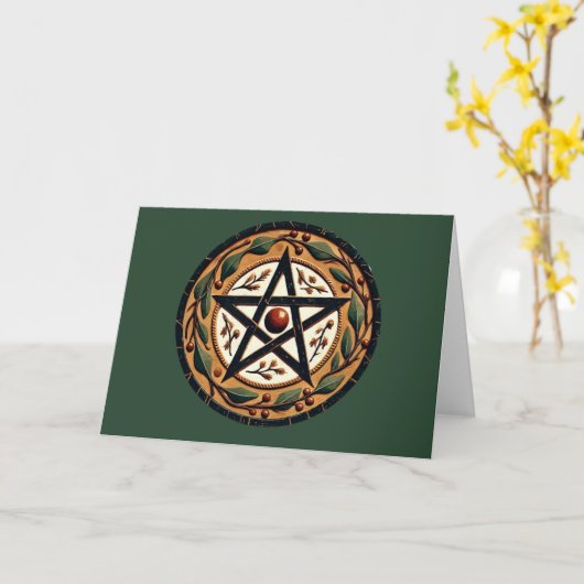 Yule Pentacle Kaart (Gele Bloem)