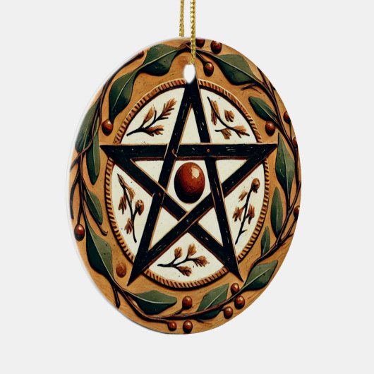 Yule Pentacle Keramisch Ornament (Rechts)