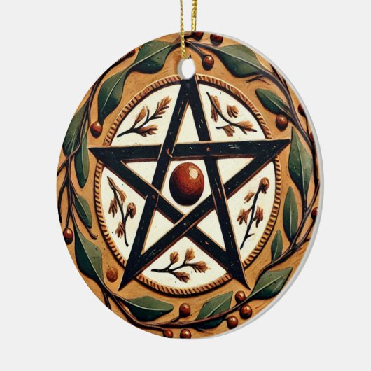 Yule Pentacle Keramisch Ornament (Links)