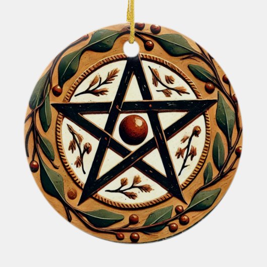 Yule Pentacle Keramisch Ornament (Achterkant)