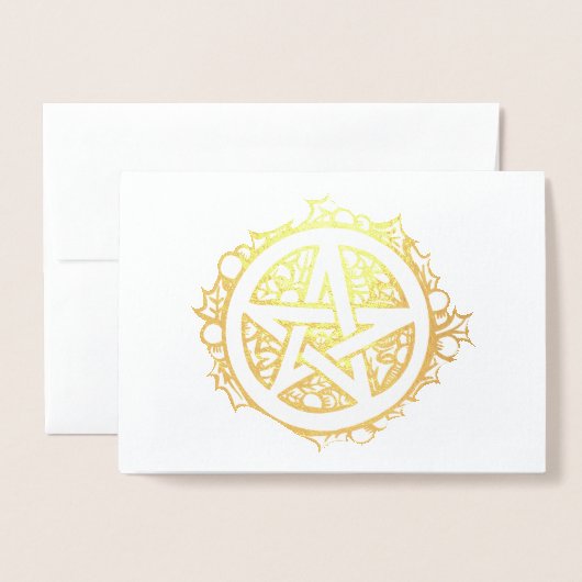 Yule Pentacle Merry Yule Blessings Folie Kaarten (Voorkant met envelop)