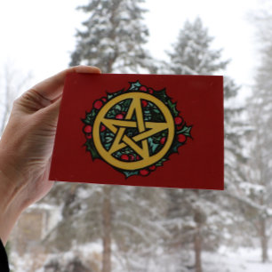 Yule Pentacle Merry Yule Blessings Kaart